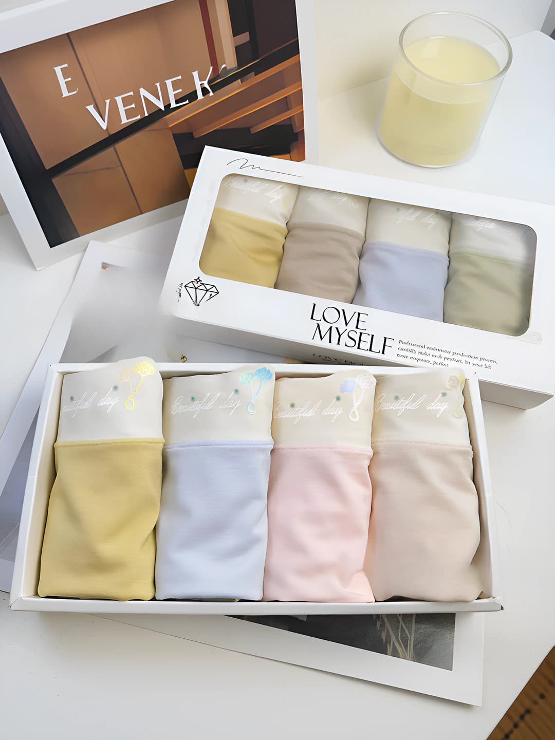 Soft skin + Lemon yellow + Peach pink + Sky blue