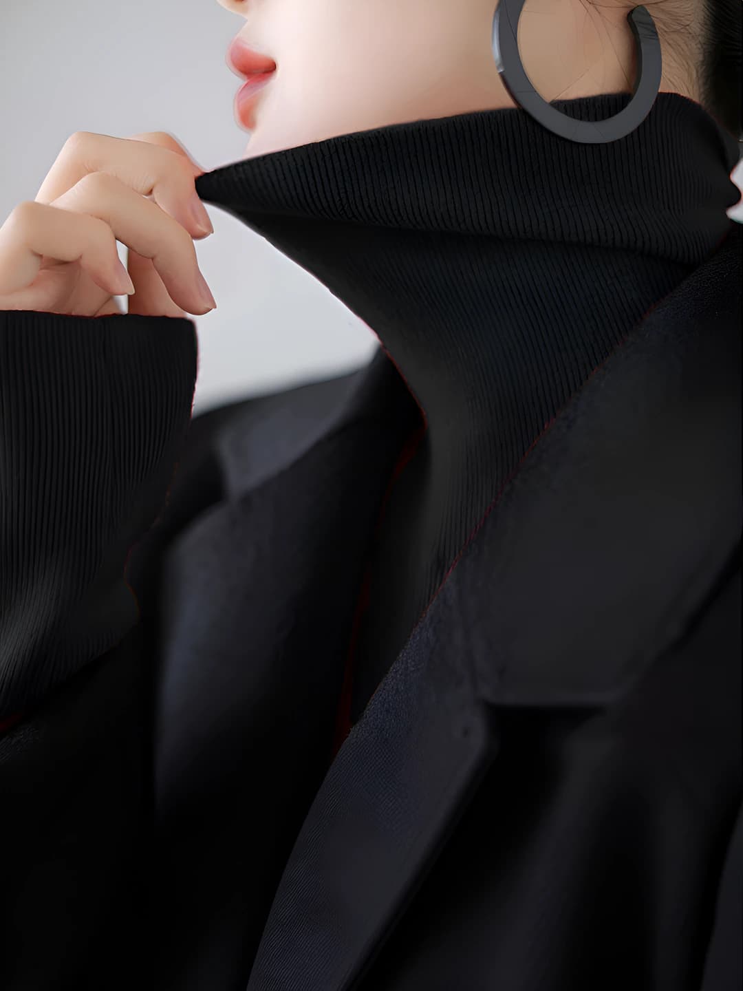 Black, unlined, high neck