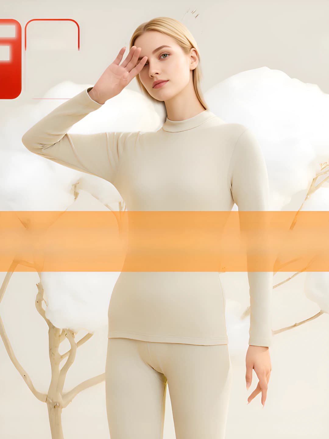 Women's fleece-lined pure cotton thermal underwear set: thickened, warm, antibacterial, crew neck, long sleeve, trousers, solid colour