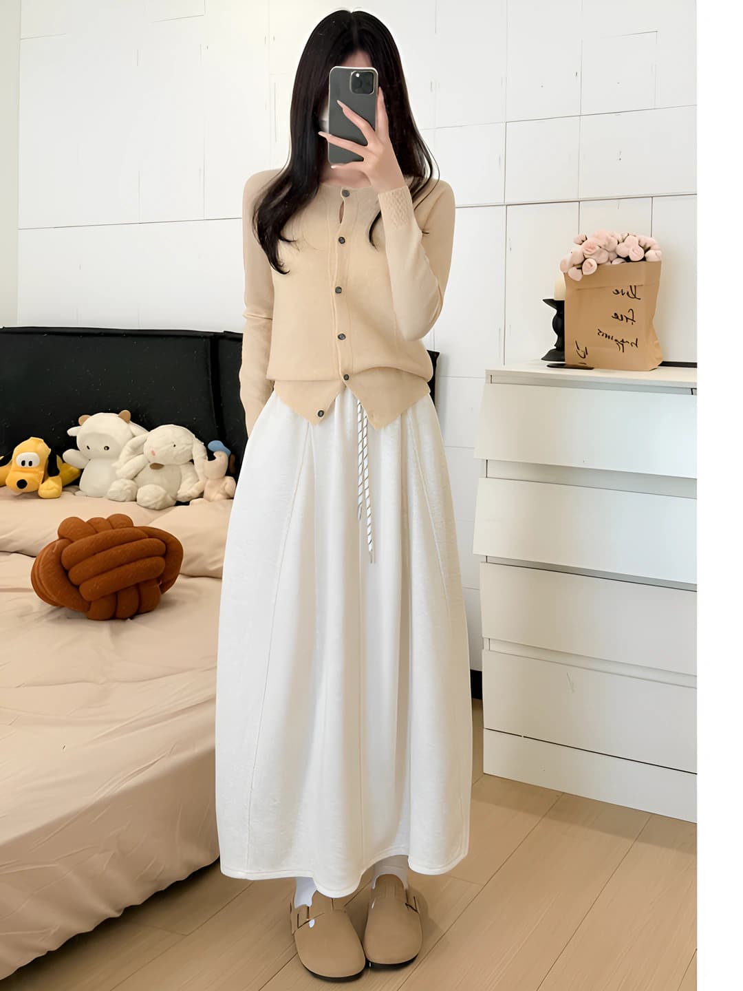Cream white / Rice pants / Extended