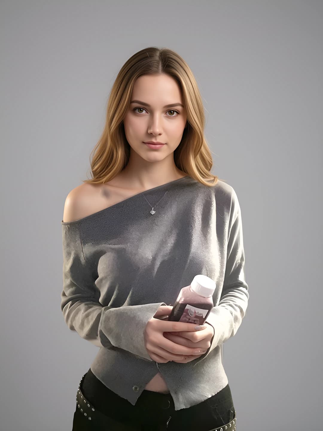 Women's off-shoulder long-sleeve knit top, slim fit, slimming, autumn