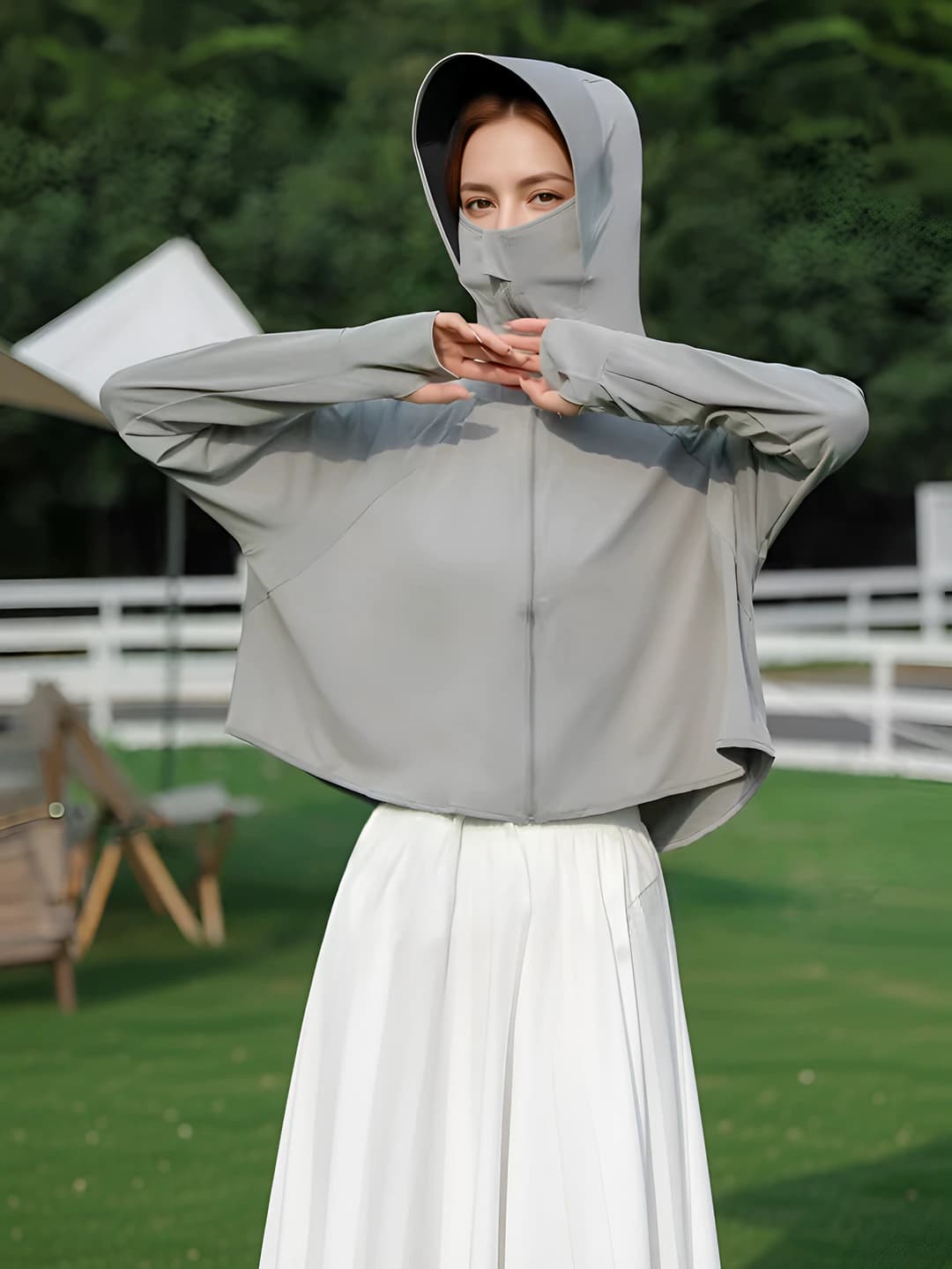 Women's summer sun-protective breathable ice-silk fabric light jacket with zip and long sleeve, light jackets and windbreakers