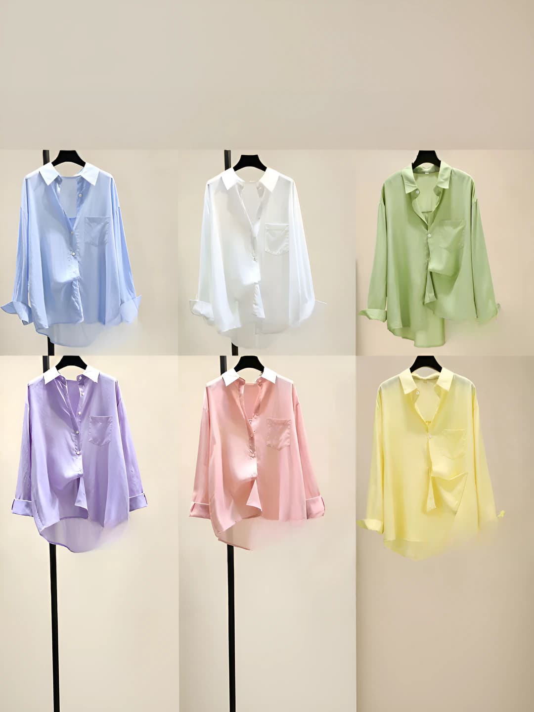 Women's sun-protective thin blouse, Korean style, loose fit, long sleeve, POLO collar, solid colour, 90%–95% Tencel