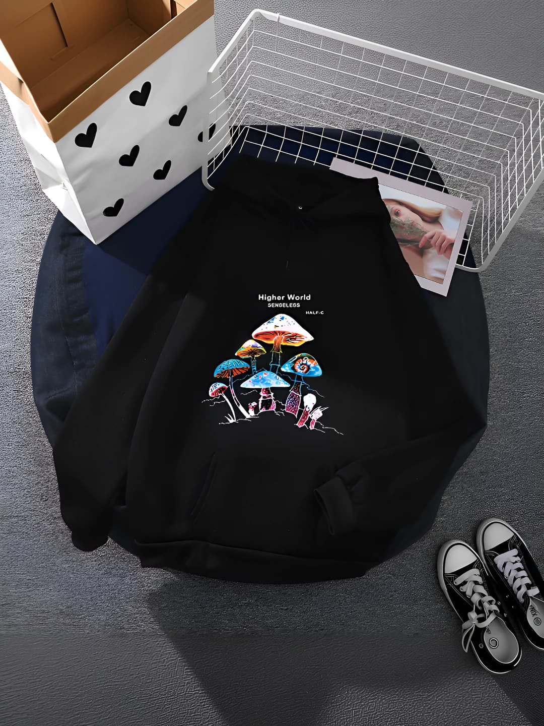 2026 spring women's casual loose fit fleece-lined long sleeve printed hoodie