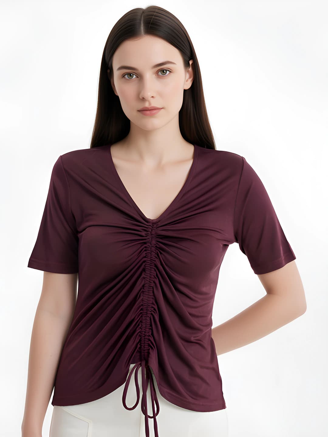 Women's V-neck short sleeve slim fit t-shirt