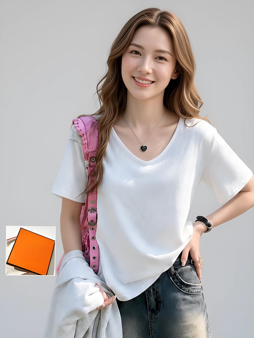 Ayollar uchun T-shirt: Tencel V-yoqa, kalta yeng, bo'sh (oversize) kesim, bir rangli, yozgi, nozik ko'rsatadigan, oq