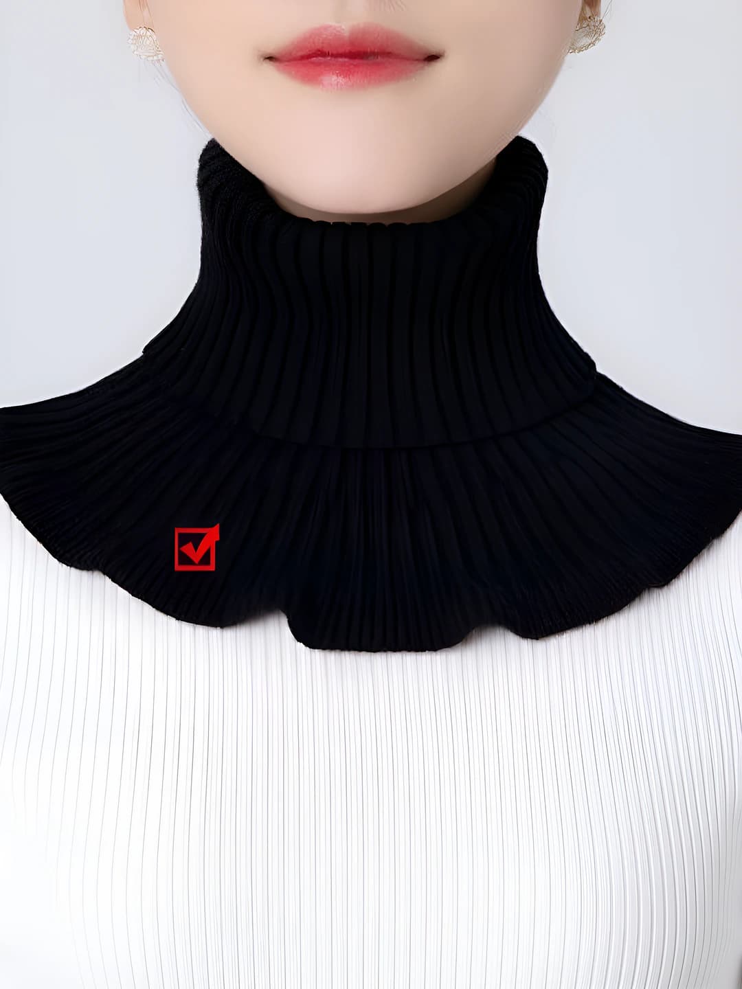 Women's autumn-winter warm solid colour high neck knitted turtleneck neck warmer (fake collar)