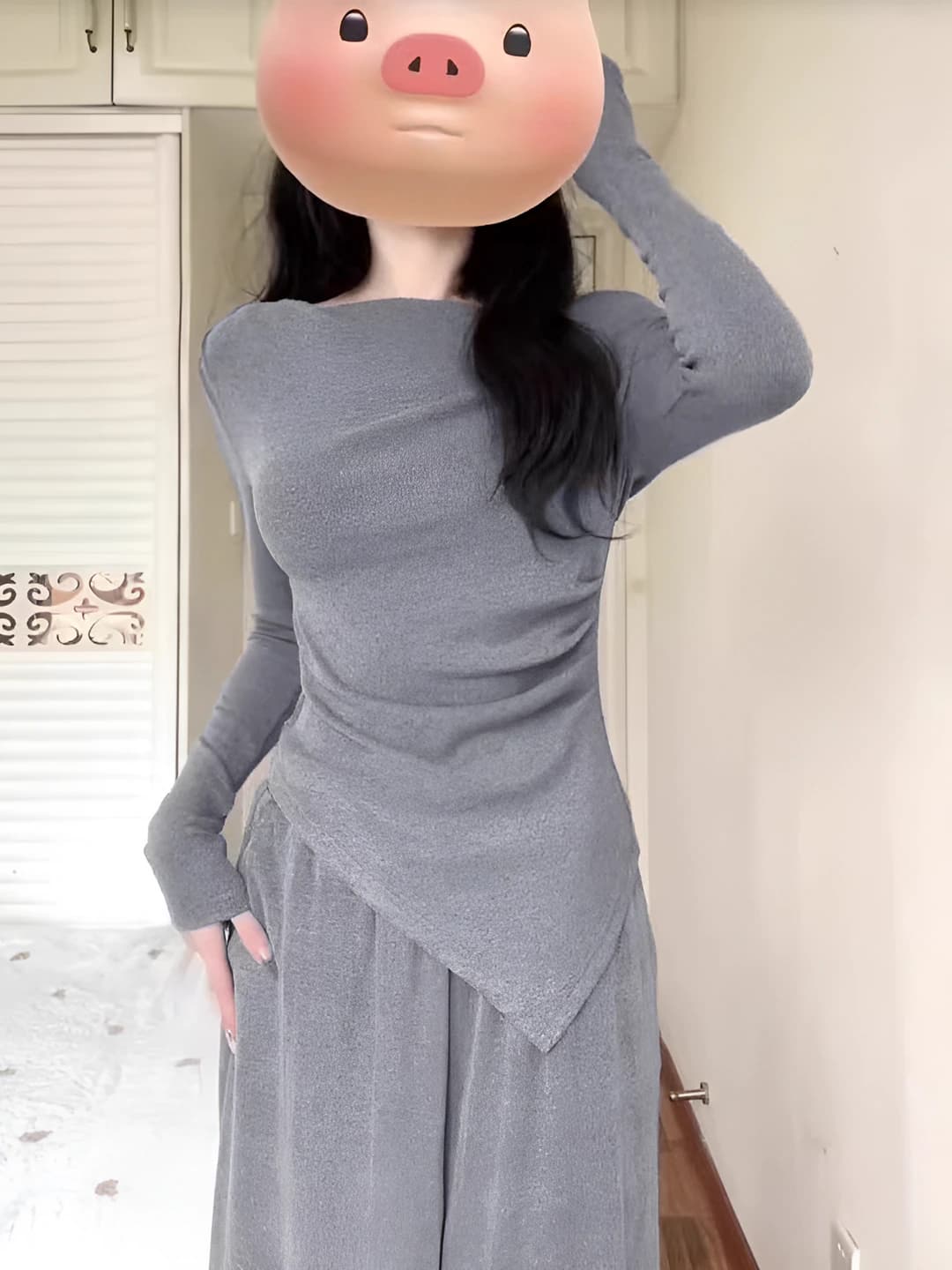 Women's autumn clothing set 2026: long sleeve sweatshirt and trousers, solid colour, casual style