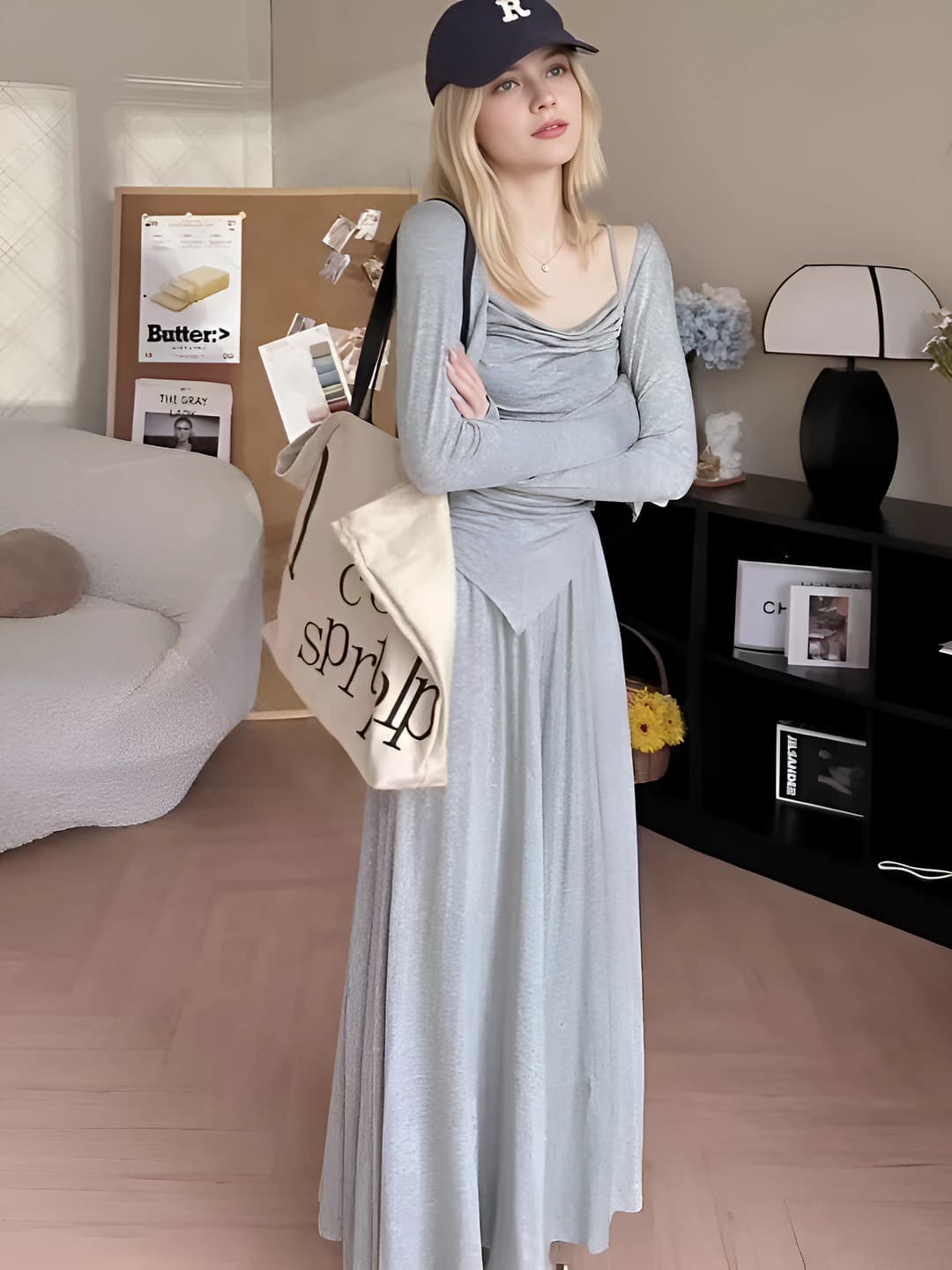 Grey full set long