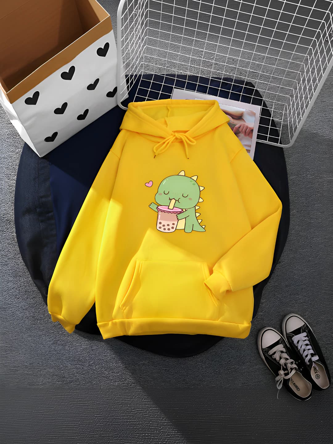 2026 spring women's fleece-lined sweatshirt, loose fit, long sleeve, printed, casual style