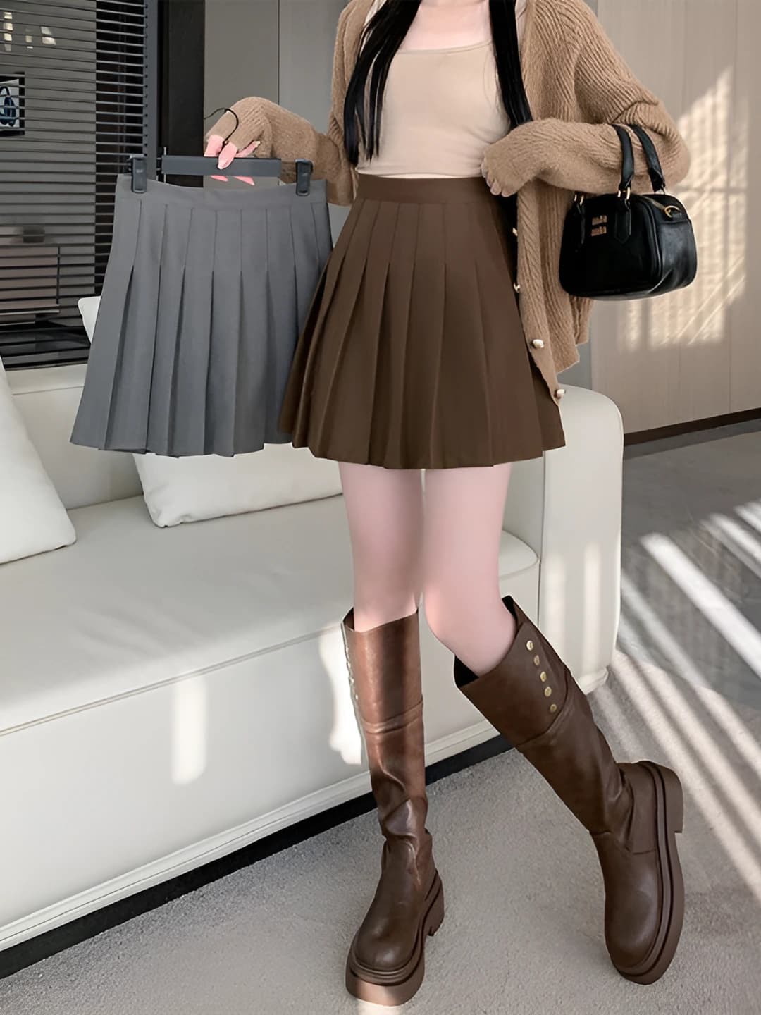 Coffee mini skirt