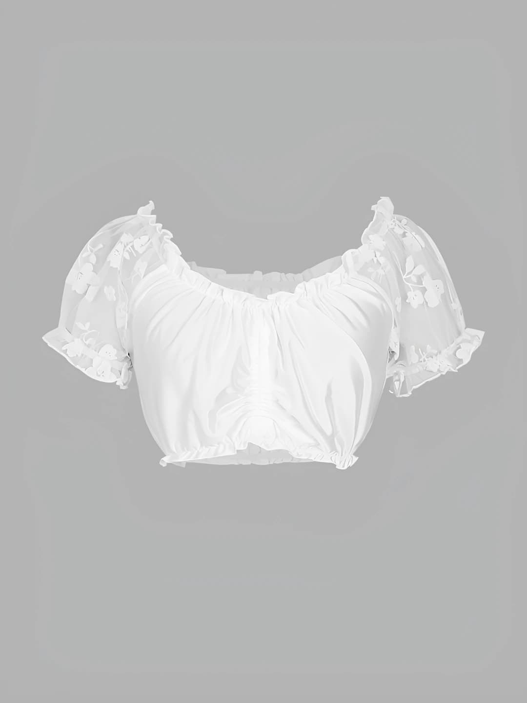 Women's Dirndl blouse with dropped shoulders, short sleeve, solid colour, cropped, 2026