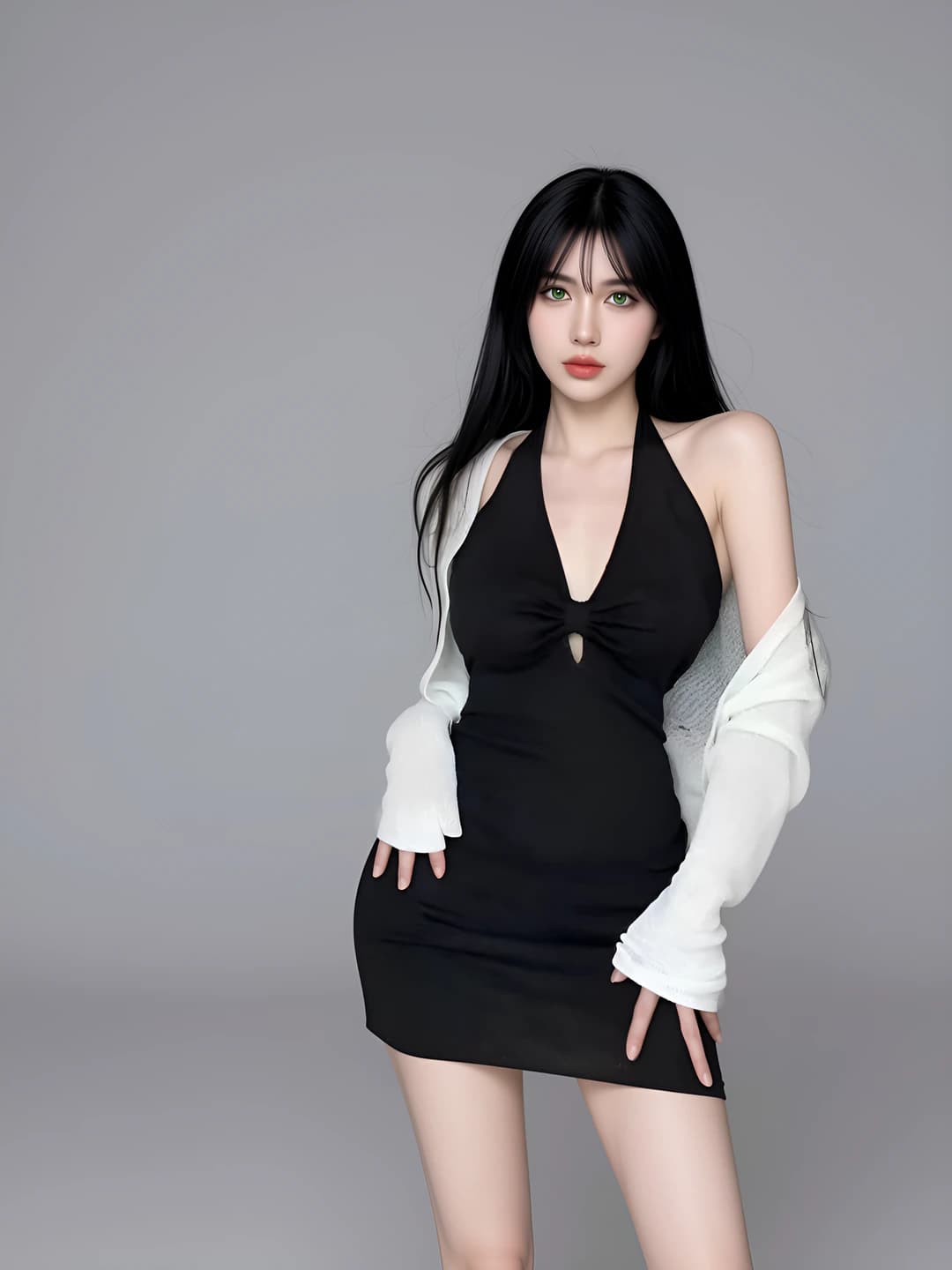 Ayollar uchun yozgi yengsiz halter mini ko'ylak va kardigan to'plam: V-yoqa, baland bel, nozik ko'rsatadigan, bir rangli, sexy uslub