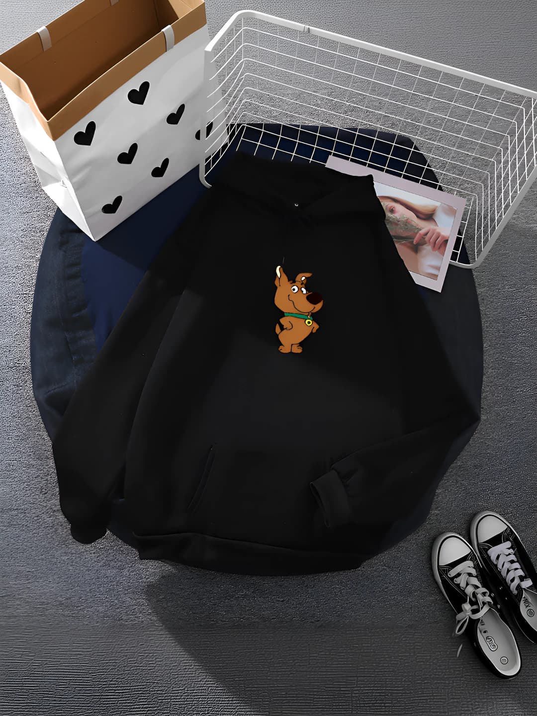 Women's autumn loose fit printed sweatshirt, crew neck, long sleeve, regular length, milk silk fabric