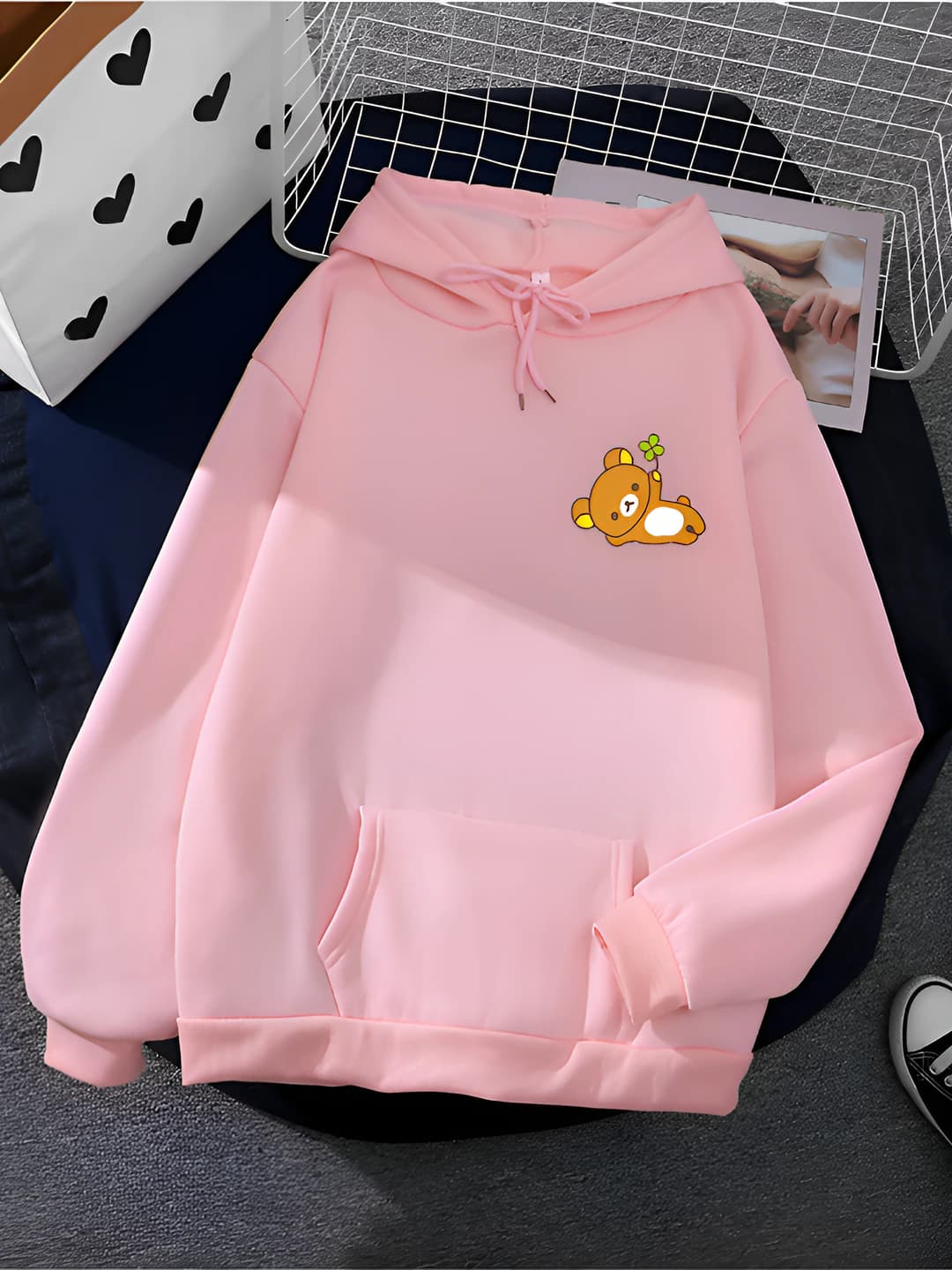 Women's loose fit printed sweatshirt, crew neck, long sleeve, regular length, milk silk fabric