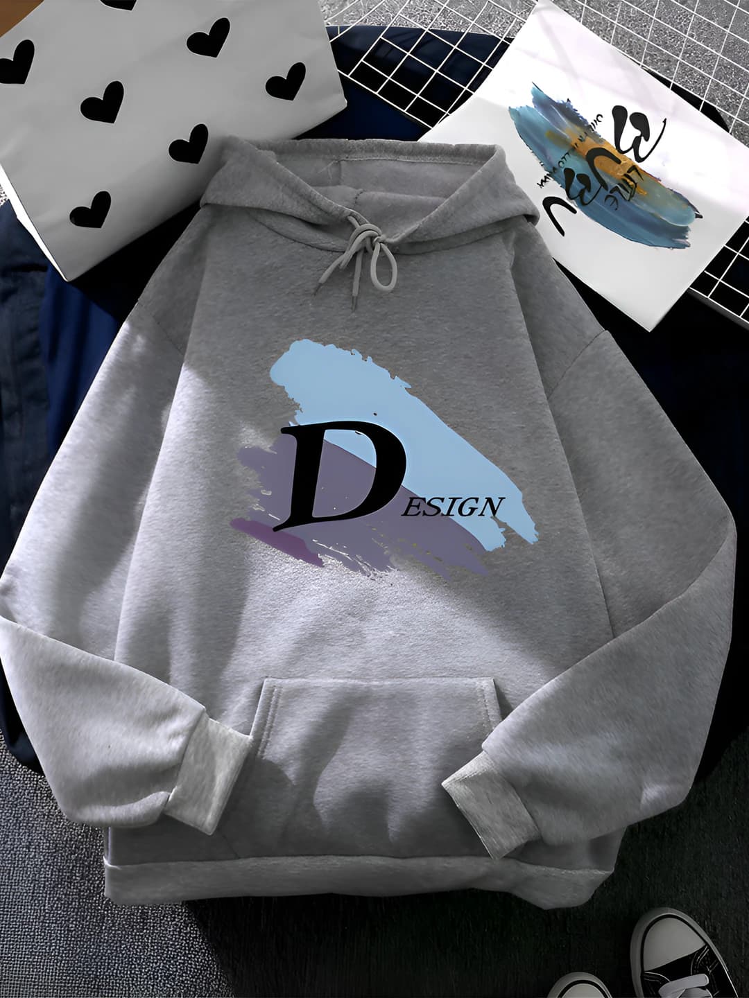 Women's autumn printed sweatshirt, loose fit, crew neck, long sleeve, regular thickness, milk silk fabric