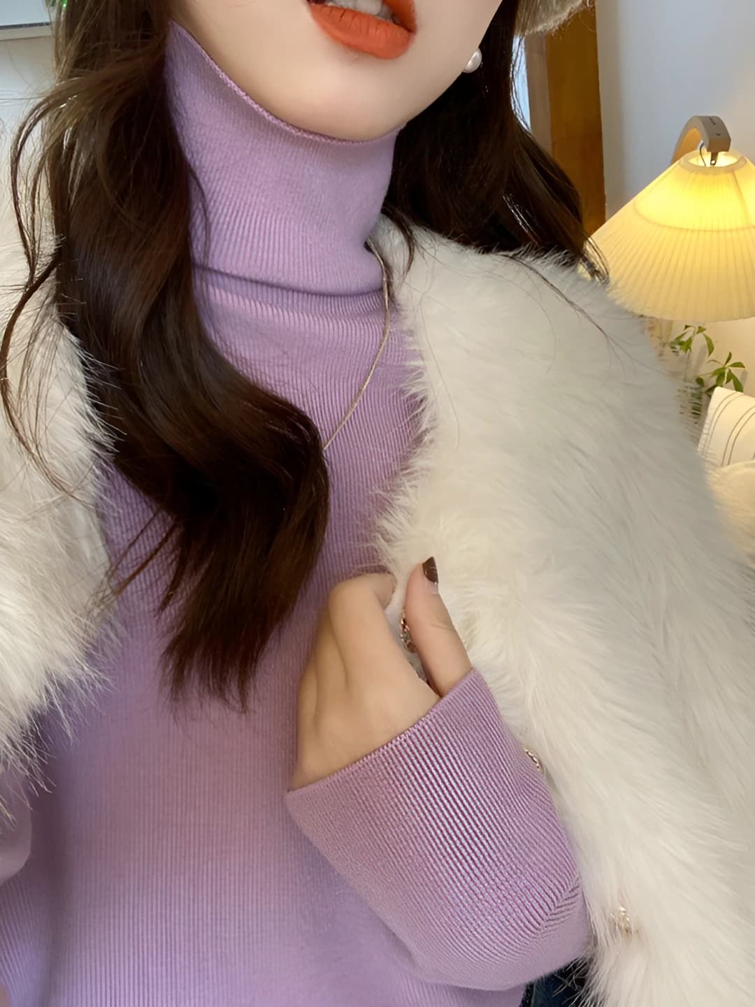 Ayollar uchun turtleneck trikotaj sviter, kuz-qish, baland yoqa, tanaga yopishgan, uzun yeng, yupqa, bir rangli, nozik ko'rsatadigan