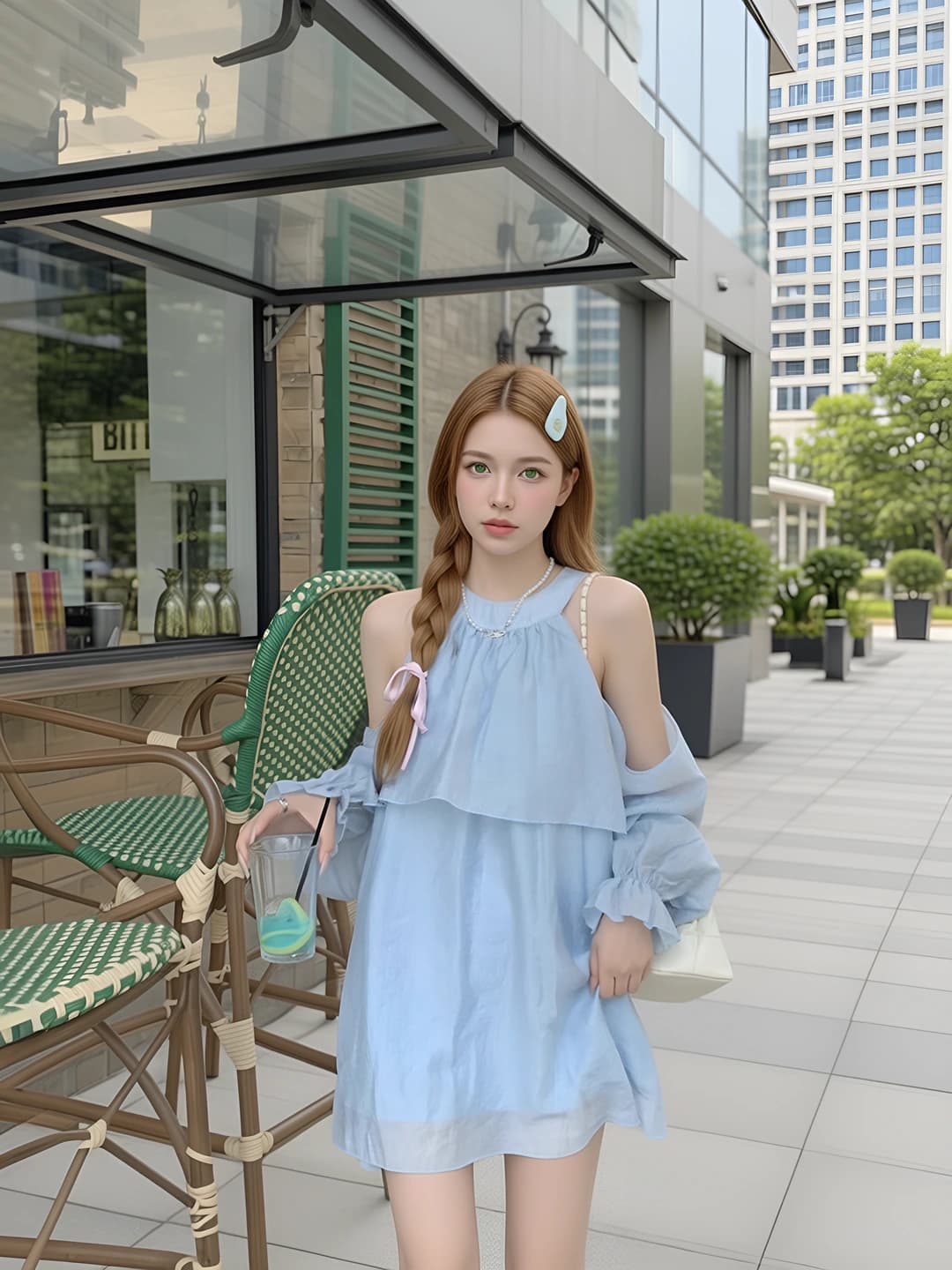 Women's 2026 spring-summer and autumn dress and shorts set: crew neck, long sleeve, high waist, solid colour, casual style