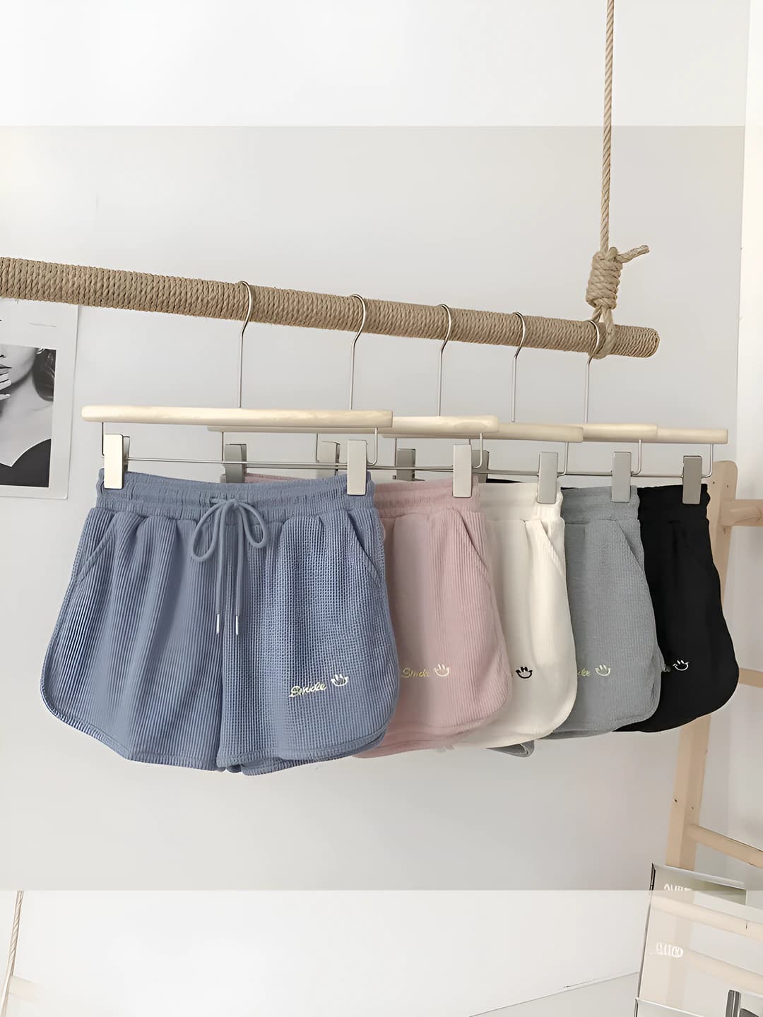 Women's sports high waist embroidered wide-leg shorts, Korean style, loose fit, slimming, casual, 2026
