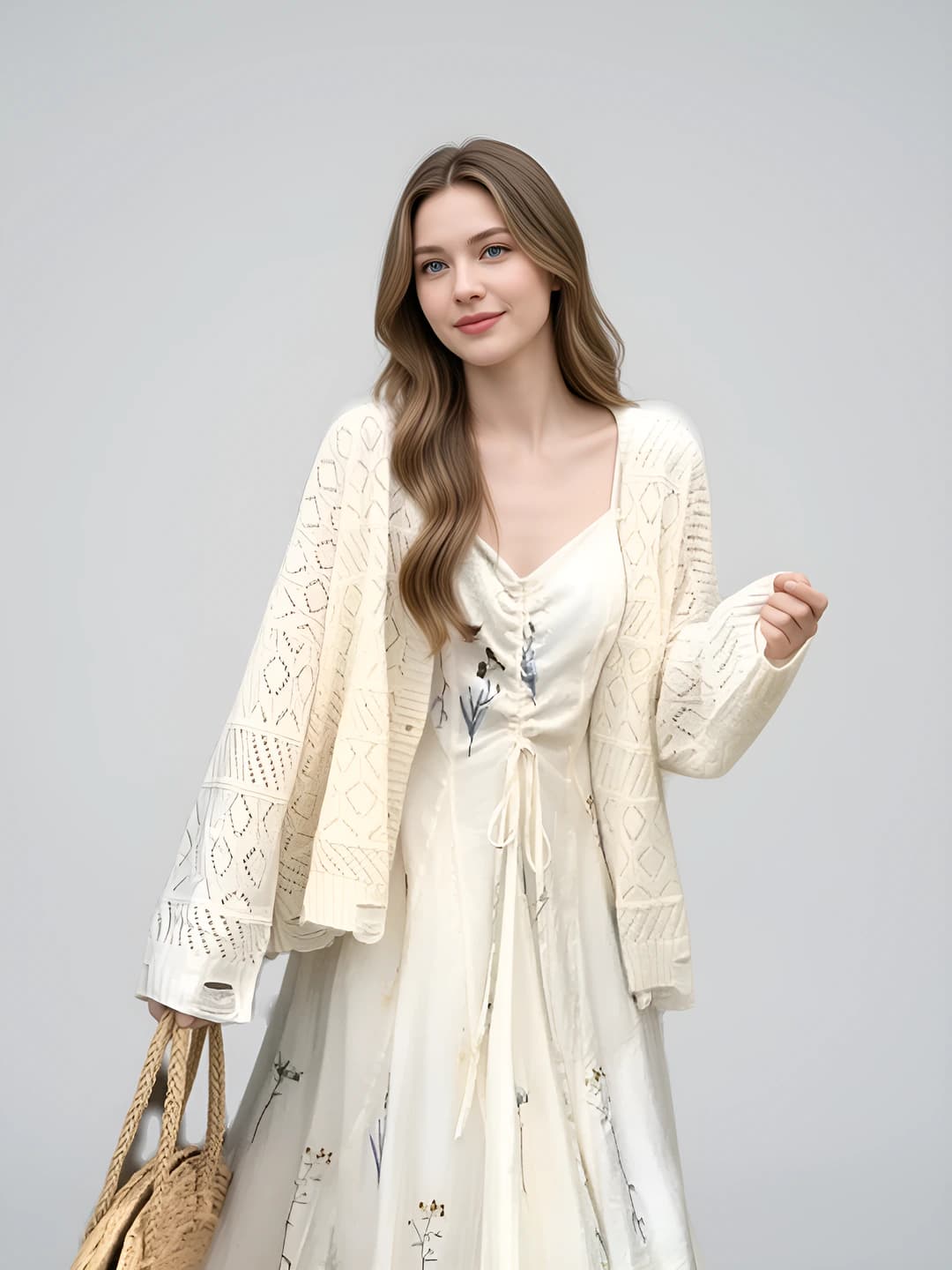 Women's solid colour slimming sun-protective loose fit V-neck long sleeve cardigan