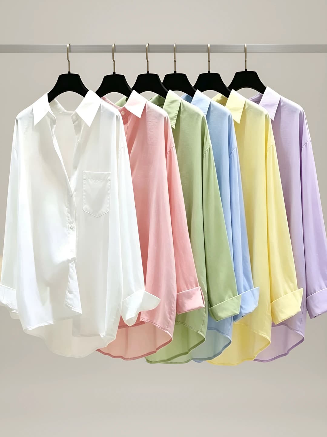 Ayollar uchun uzun yengli, bo'sh (oversize) kesimli, quyoshdan himoyalovchi, koreys uslubida, POLO yoqali, bir rangli, kundalik ko'ylak-shirt