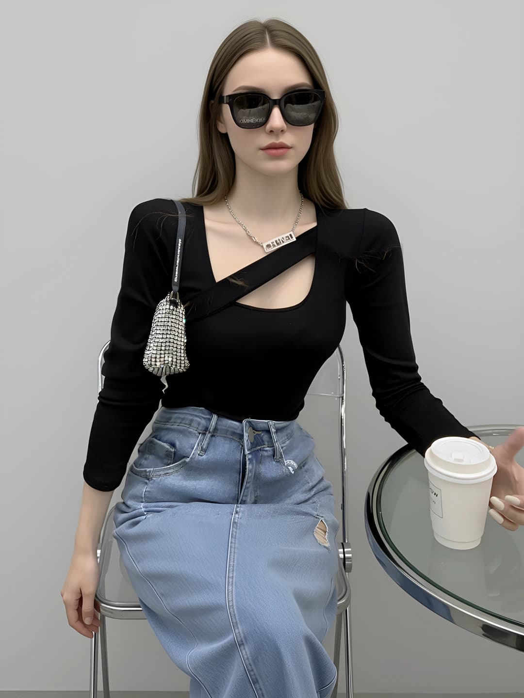 Women's 2026 autumn design slimming slim fit solid colour long sleeve longsleeve