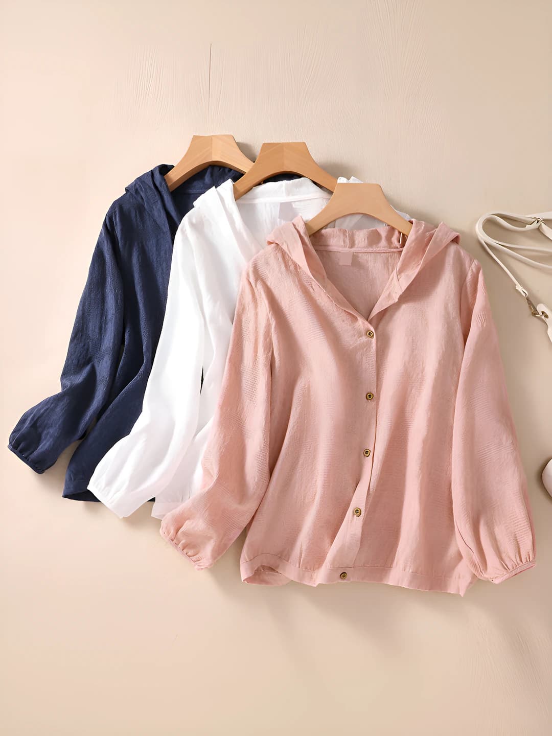 Women's 2026 casual, loose fit, embroidered, long sleeve, solid colour, polyester shirt