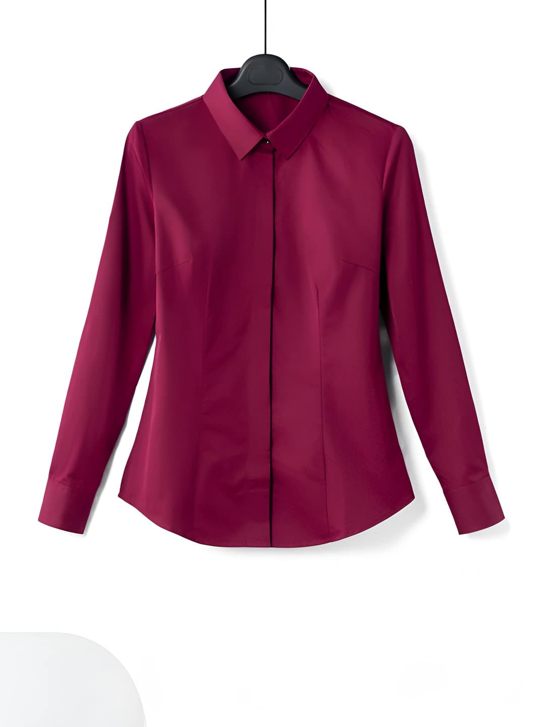 Wine red, square neck, hidden placket
