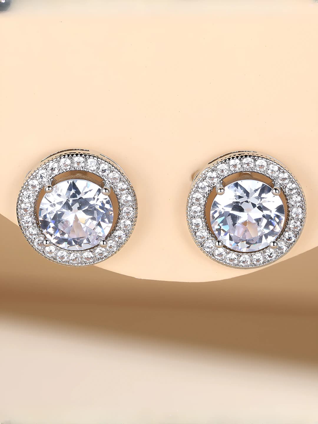 Women's French style zircon earrings with gold plating