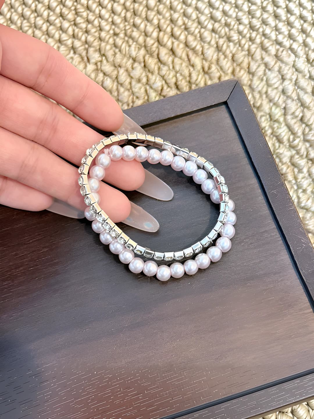 Pearl and silver bracelet