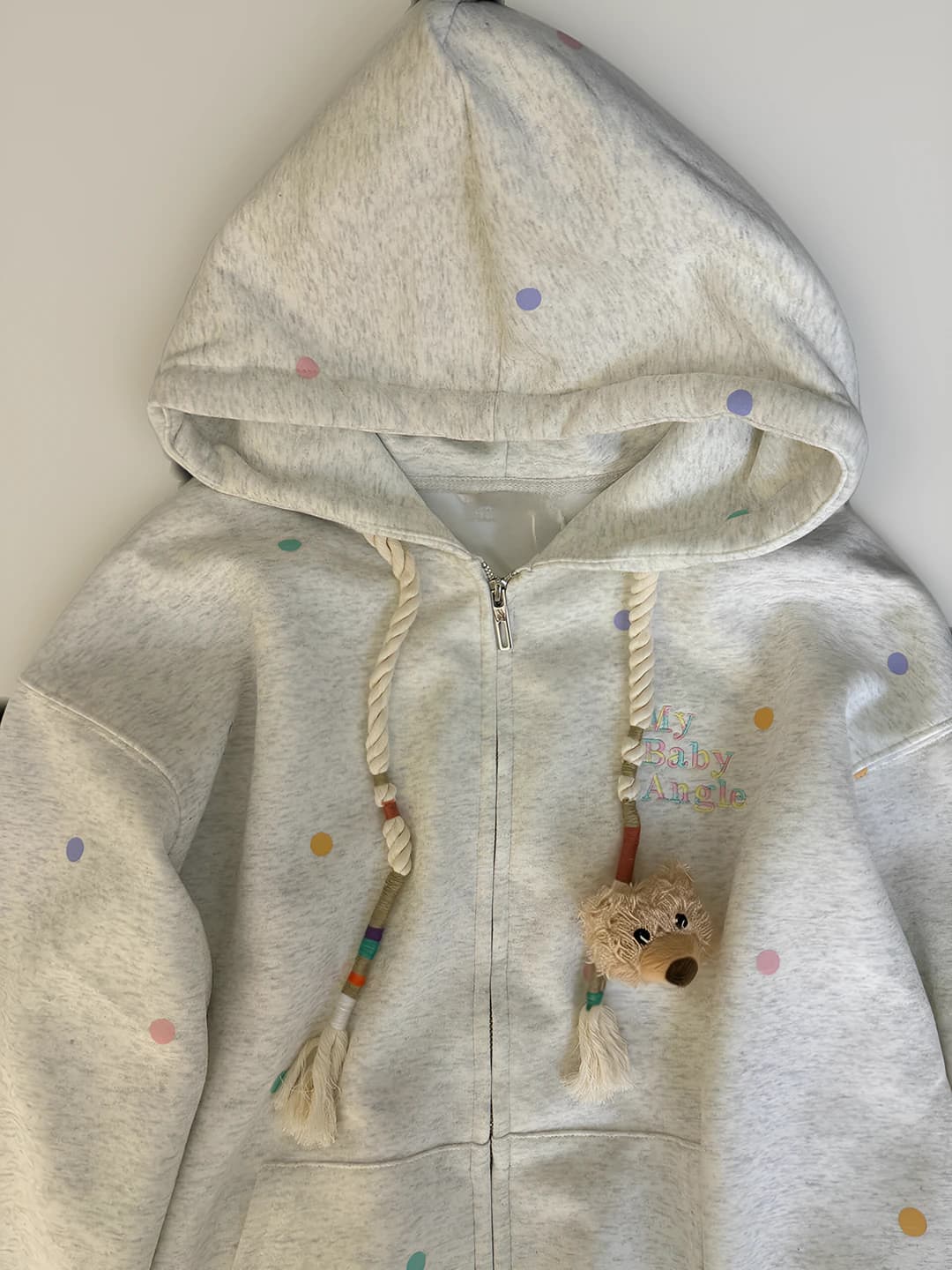 Women's fleece-lined, embroidered and printed retro style loose fit zip-up hoodie