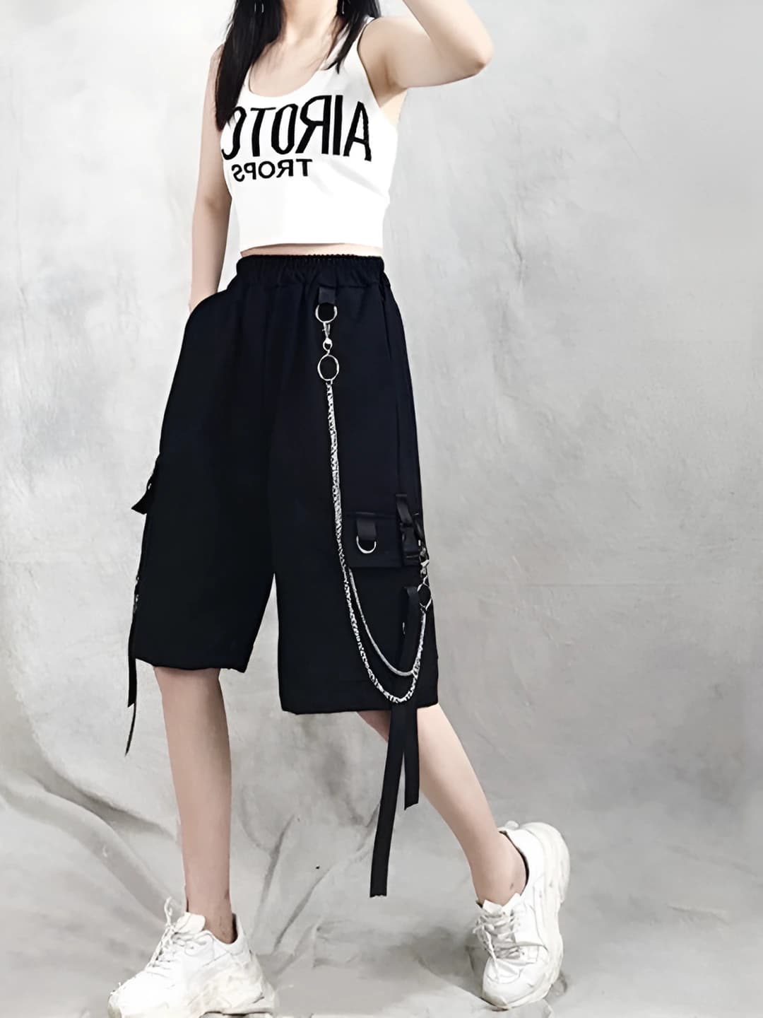 Women's summer loose fit straight cut knee-length shorts plus size casual