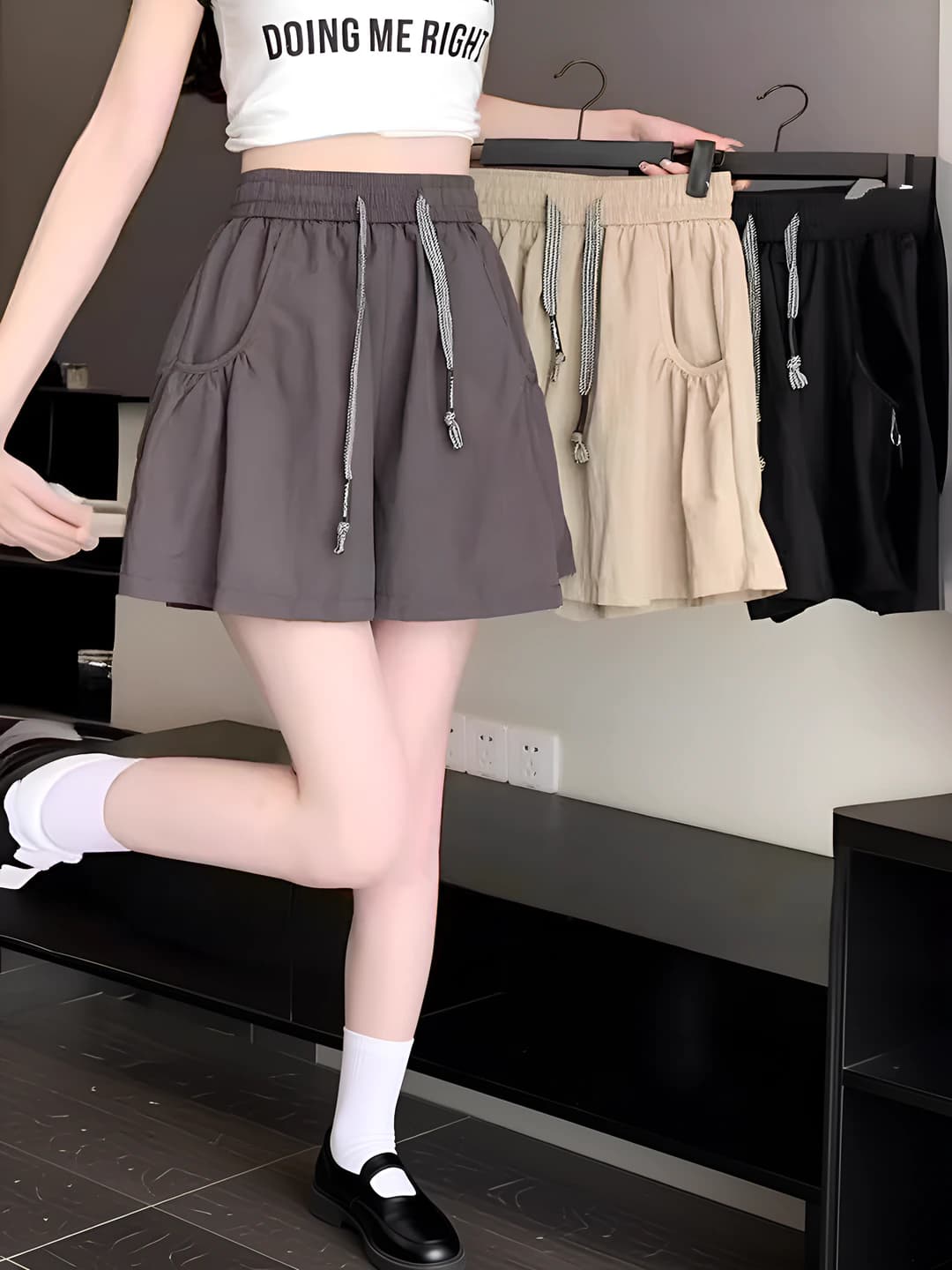 Women's thin quick-dry skort, high waist, straight cut, summer