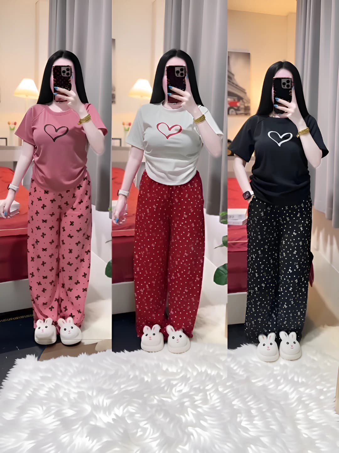 Women's summer casual set: printed cropped t-shirt and wide-leg trousers, slimming, plus size
