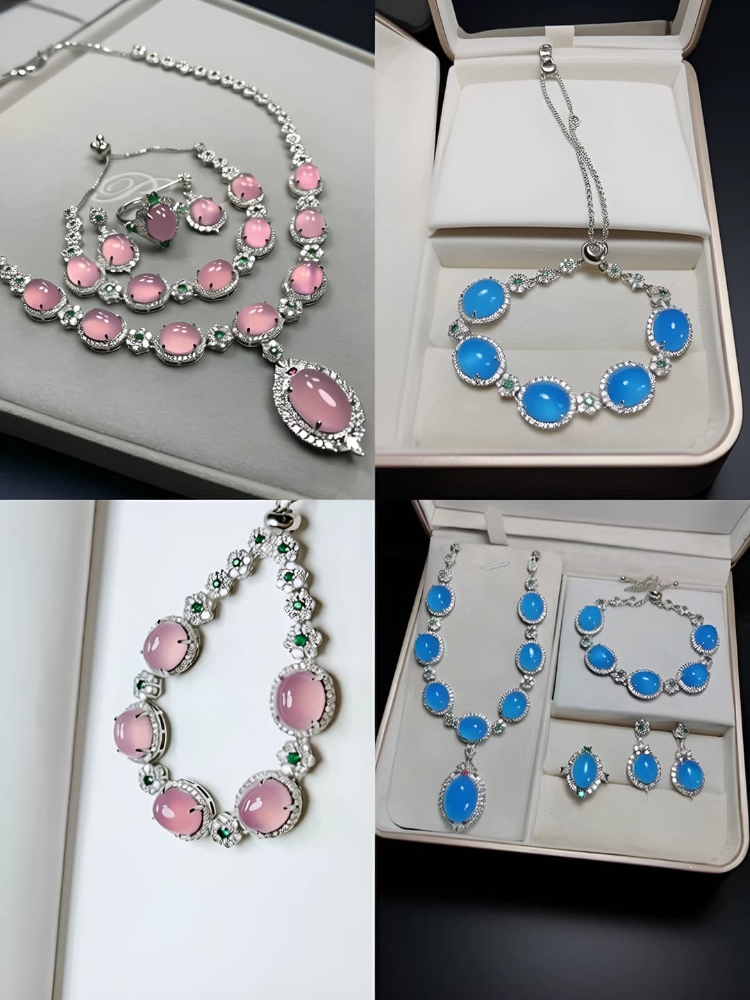 Women's retro set necklace in Korean style with shiny design element