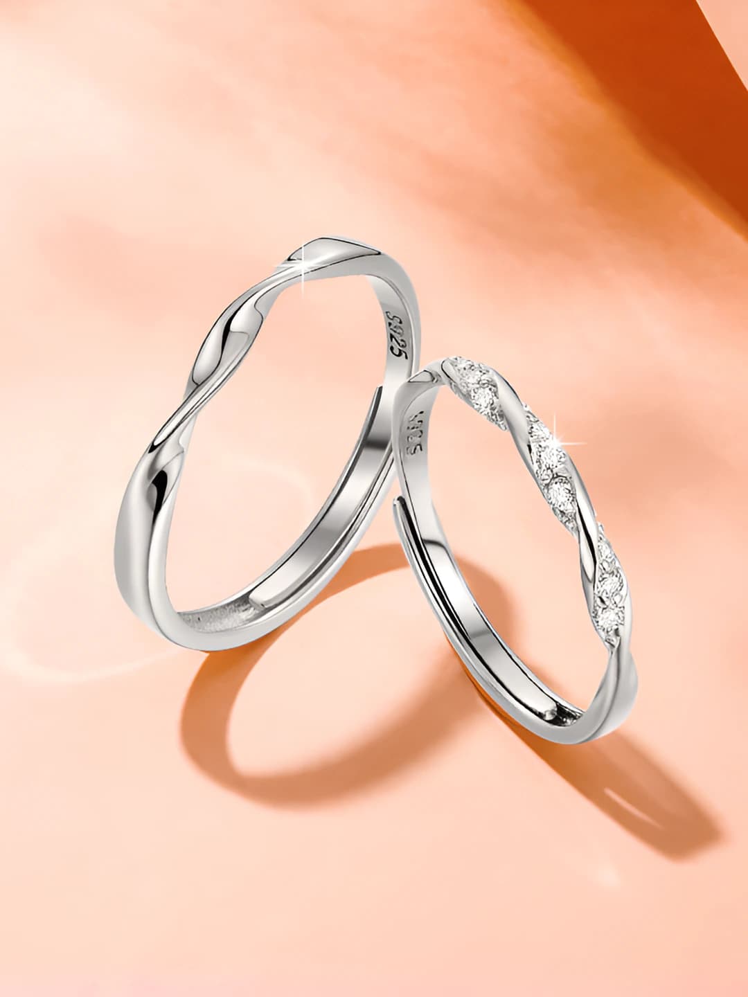 Möbius style open ring for couples, copper, geometric shape, Korean style