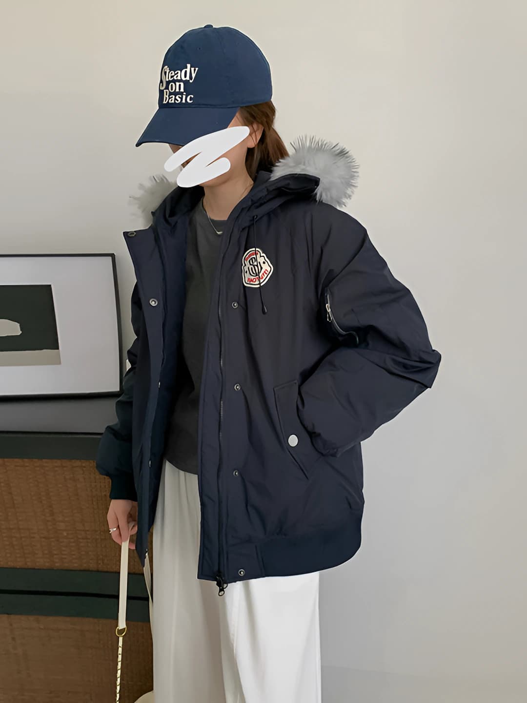 Women's padded winter jacket: warm, loose fit, Korean style, zip, solid colour, long sleeve, thickened, 2026