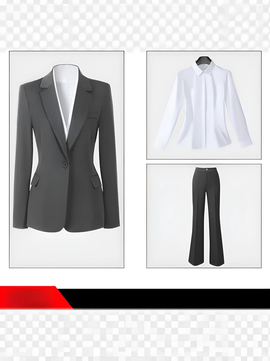 Grey (Blazer+Flared pants+Collared shirt)