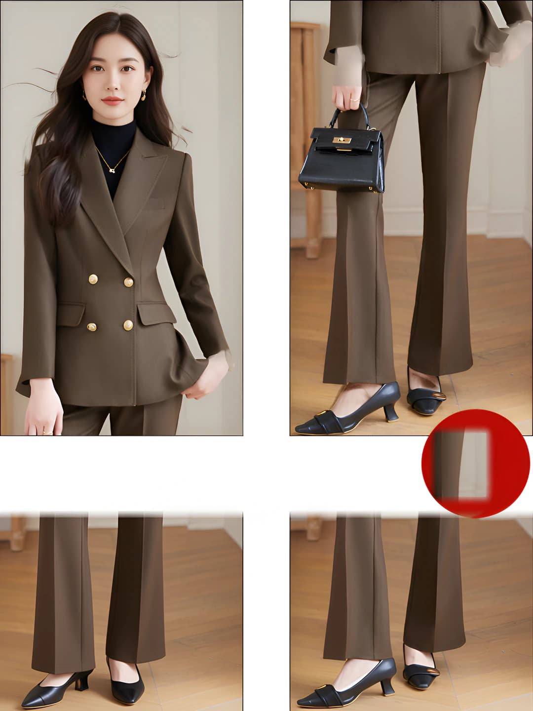 6905 Coffee (Jacket+Flared pants)