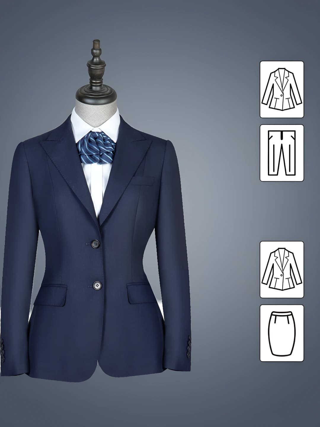 Navy houndstooth A [70% wool, back double vent] - Set