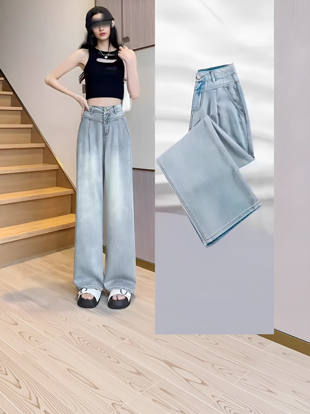 Women's wide and flared jeans 2026, high waist, straight cut, slimming, loose fit, for petite