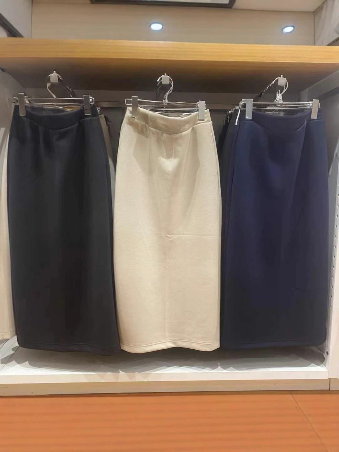 Women's autumn casual A-line skirt, high waist, slimming, solid colour, quick-dry, mid-length