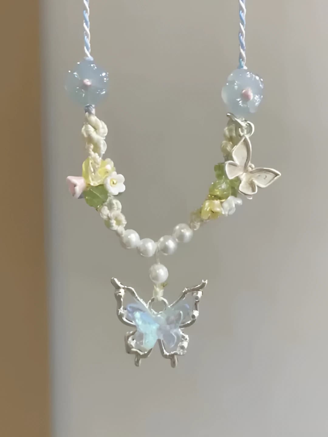 Light blue butterfly necklace