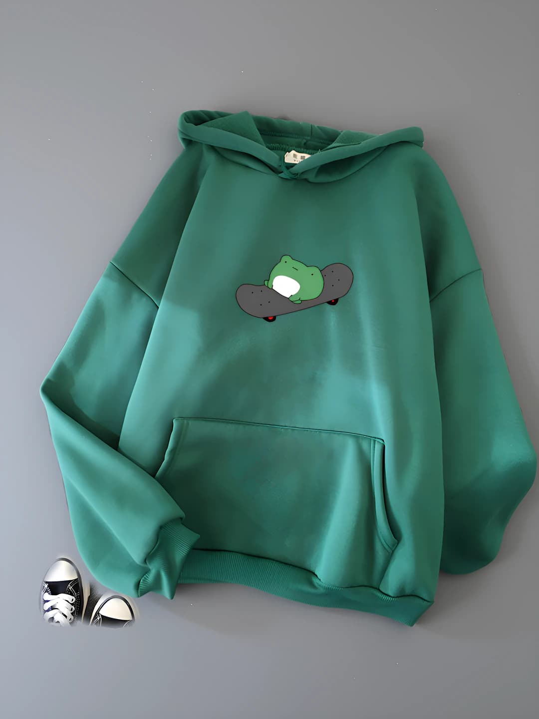 Women's loose fit printed pullover hoodie, long sleeve, crew neck, regular garment length, spring 2026