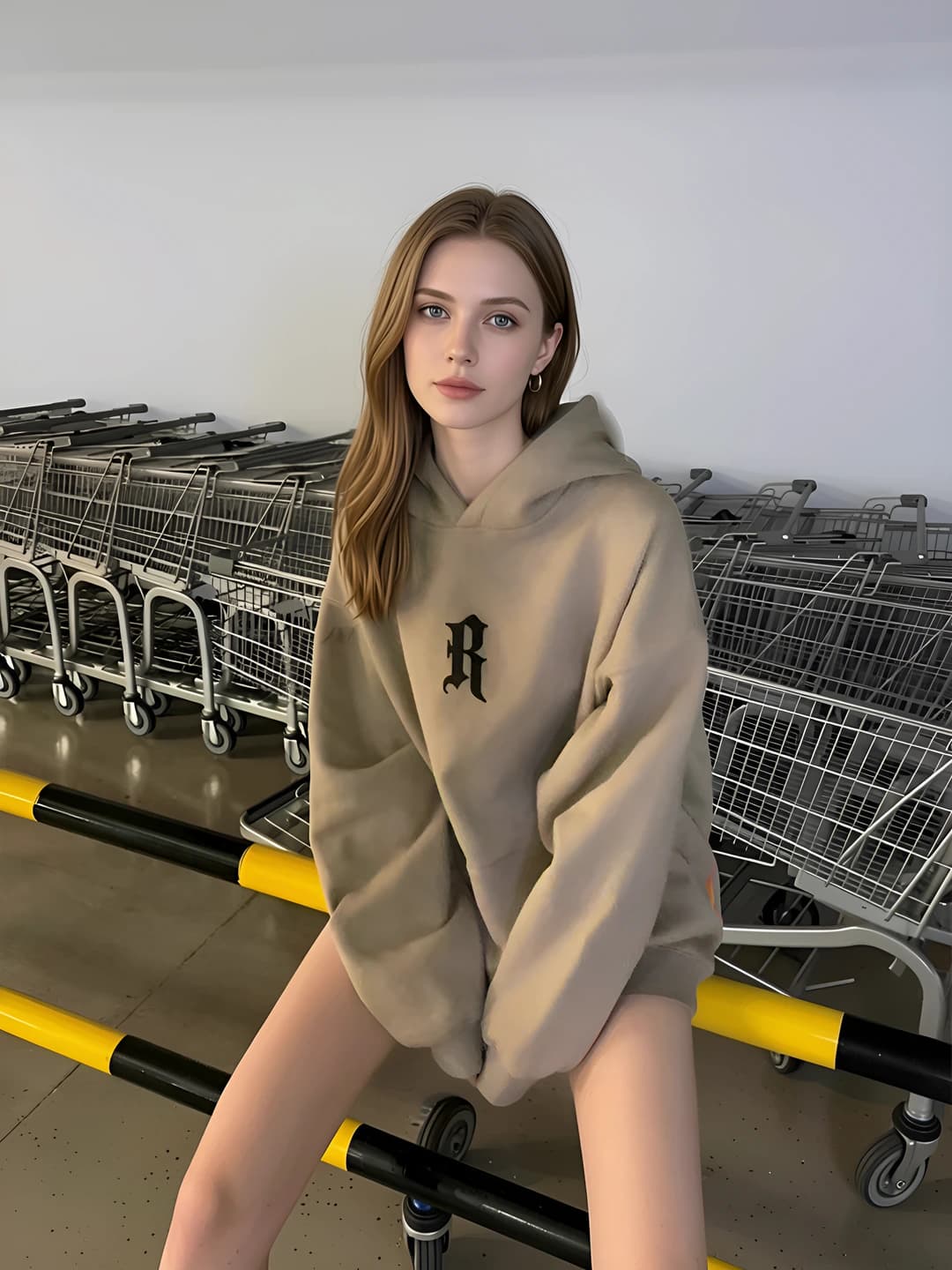 R letter cream [Winter silver fox fur]