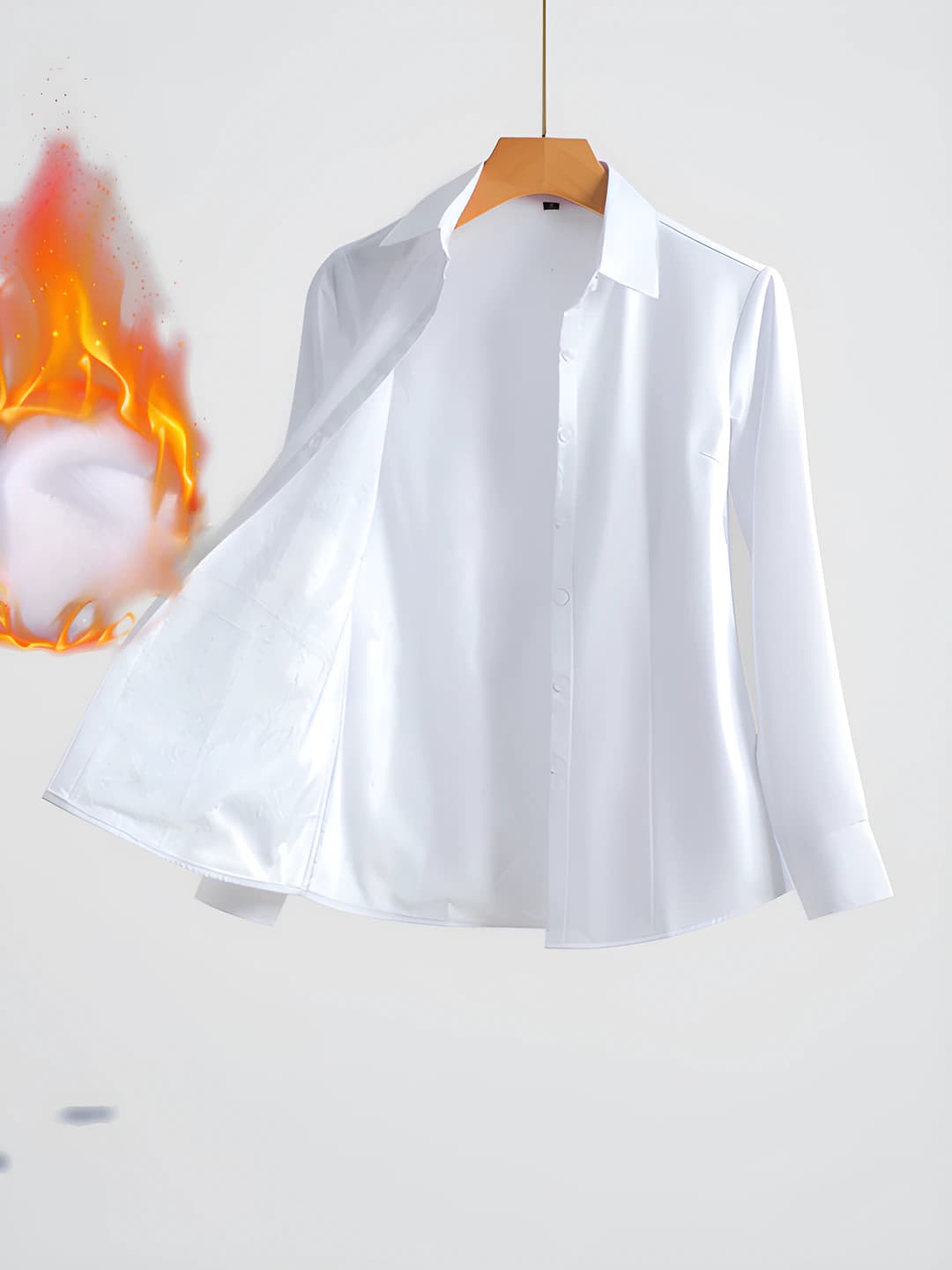 Lined - White with Square Collar and Clear Placket