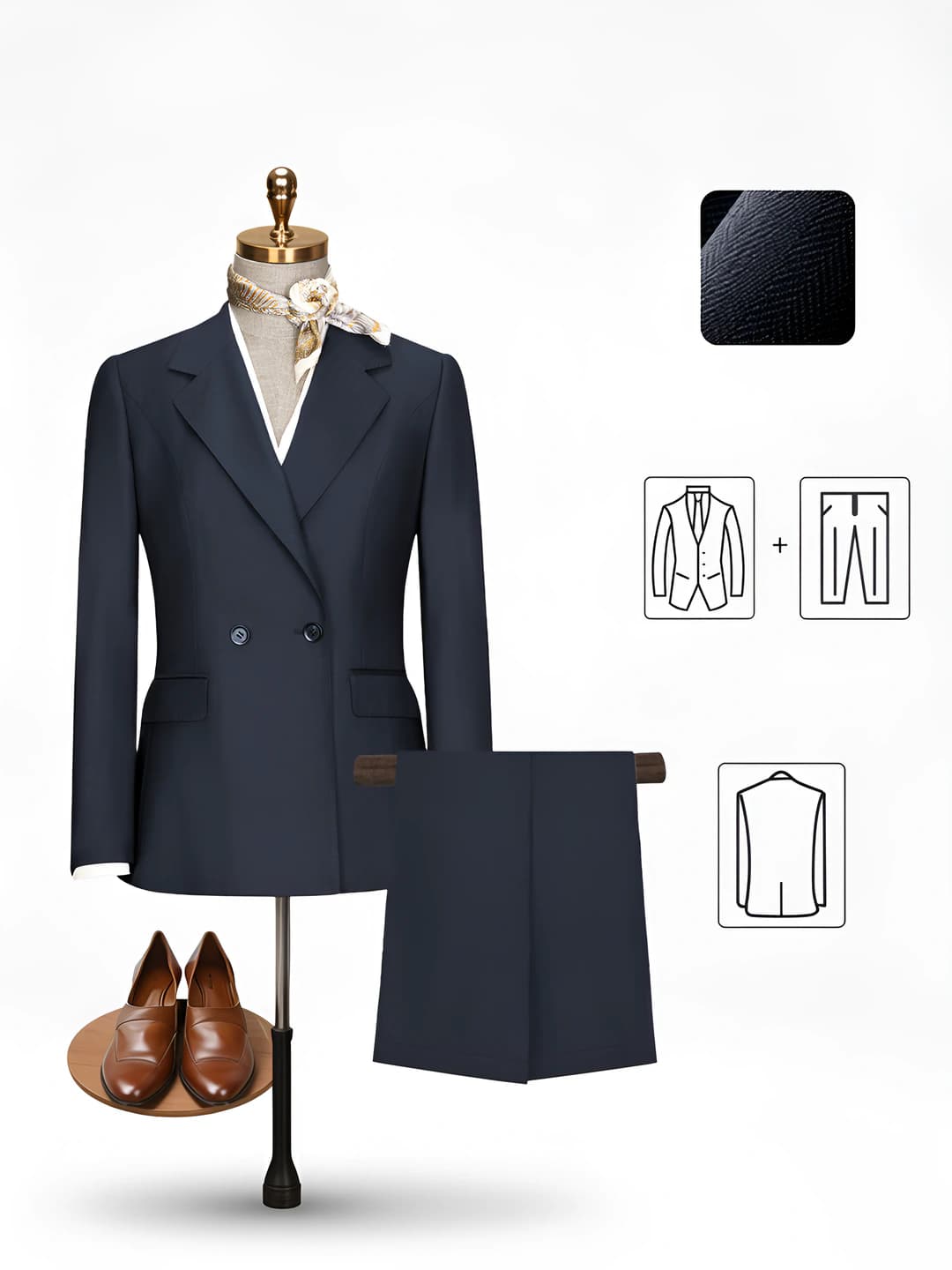 To'q ko'k herringbone, 30% jun