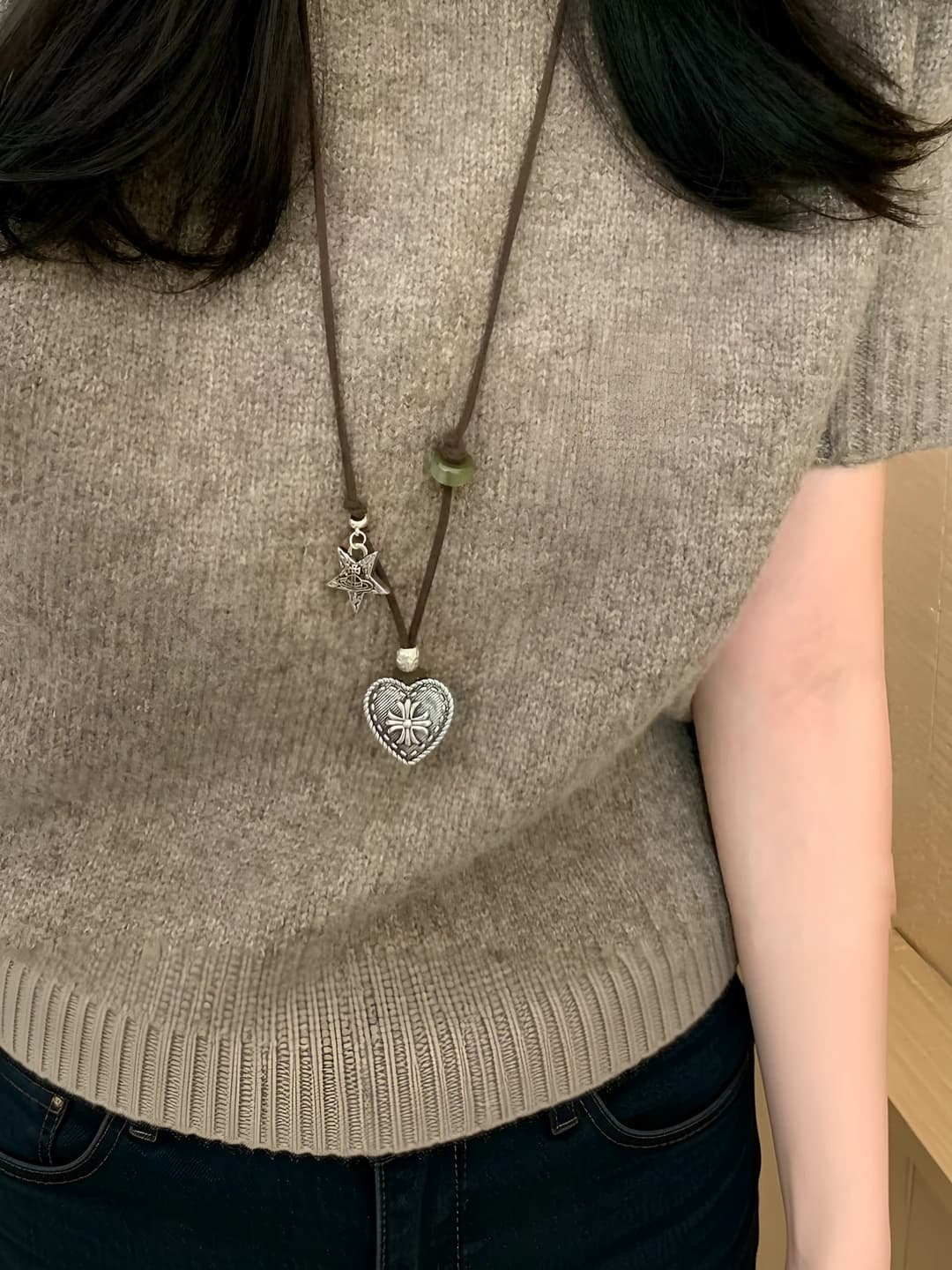 Vintage heart and cross necklace