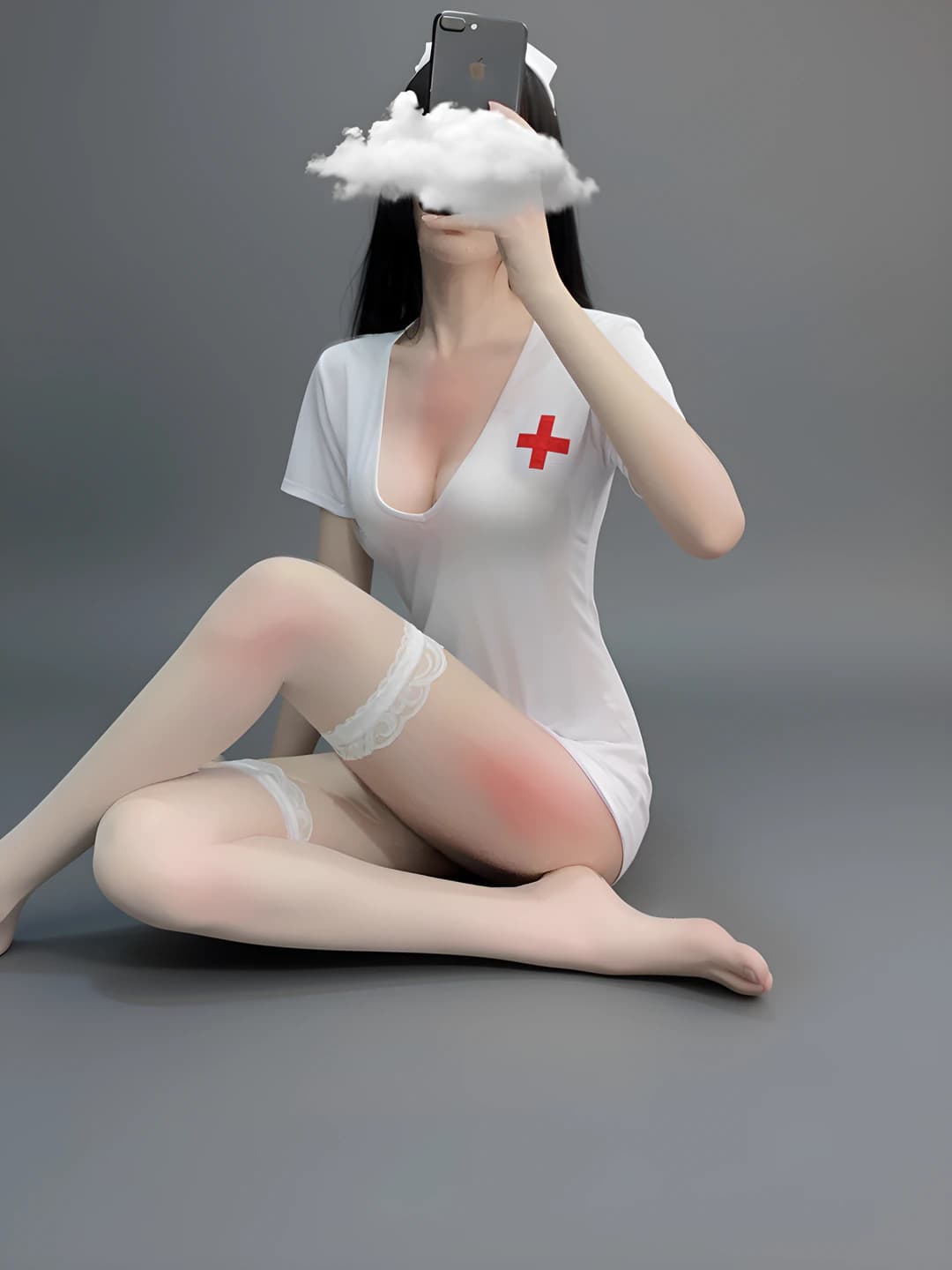 Women's white nurse costume bodysuit (erotic lingerie)