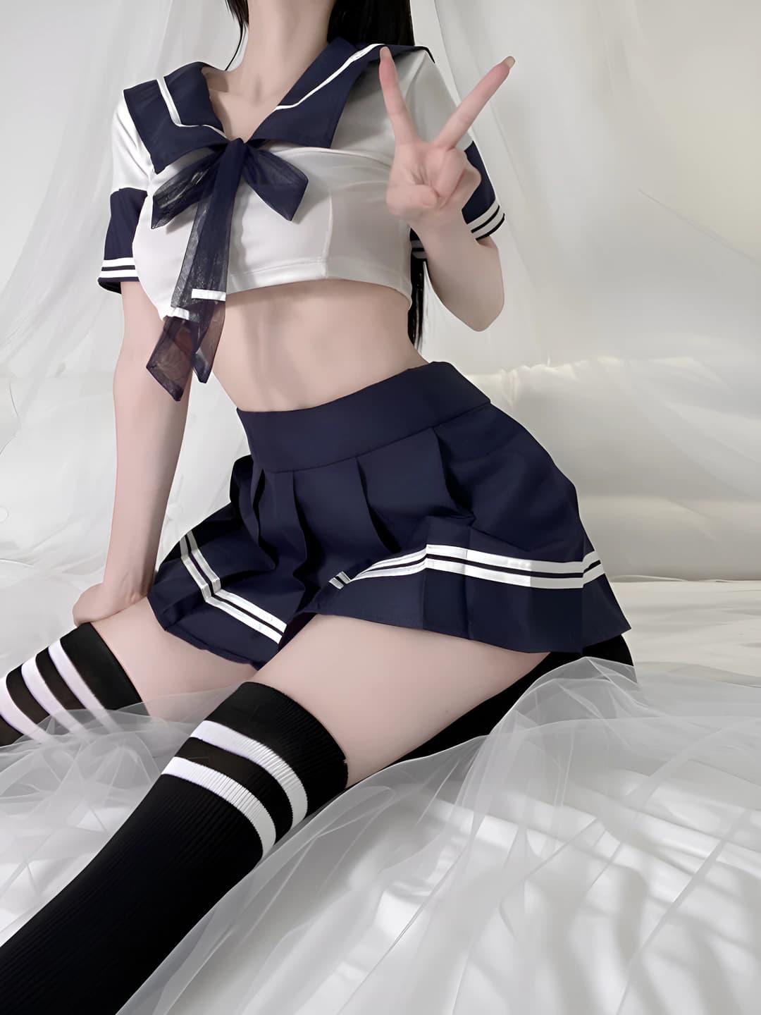 Blue & white sailor set + patterned socks